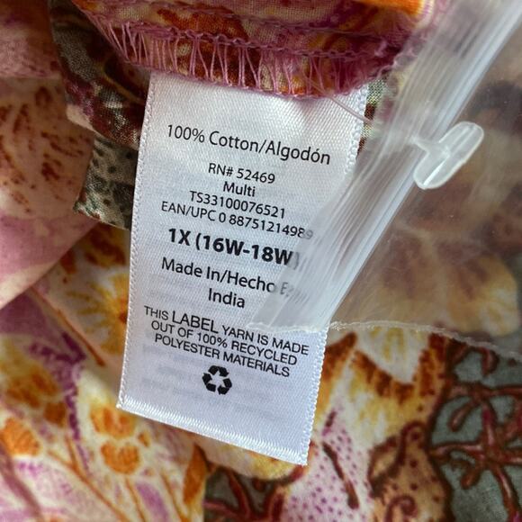 Terra & Sky multi color floral  Ruffle sleeve top - Picture 6 of 9